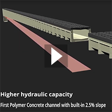 First Polymer Concrete channel with built-in 2.5% slope by ULMA
